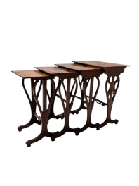 Art Nouveau Set of Four Nesting Tables by Emile Galle Nancy France, 1900s